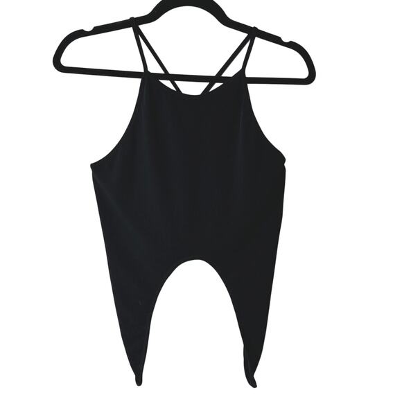 NWT Motel Jet Black Spaghetti Strap Racerback Tank Top Cami Crop Cut Out Smalll - Picture 1 of 10
